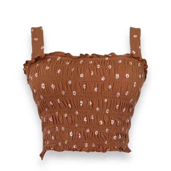 American Eagle Stretch Ruched Crop Tube Top with Straps Rust Color Wm Sz XS - Picture 5 of 8